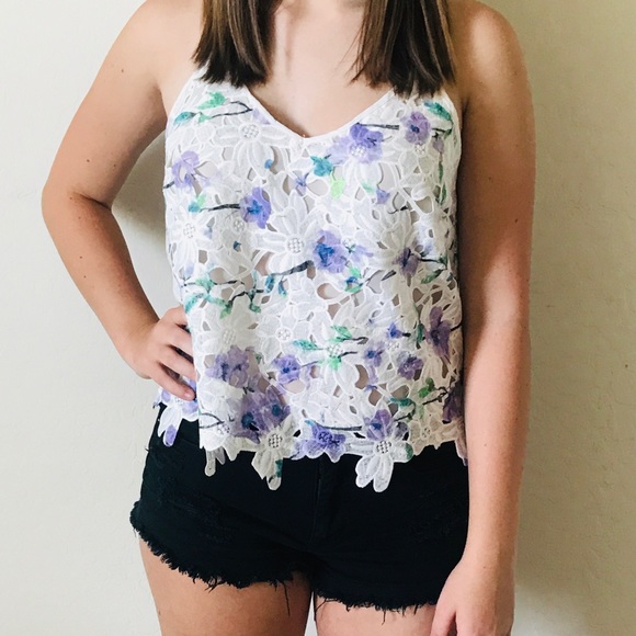 Astr Tops - ASTR Printed Lace Camisole